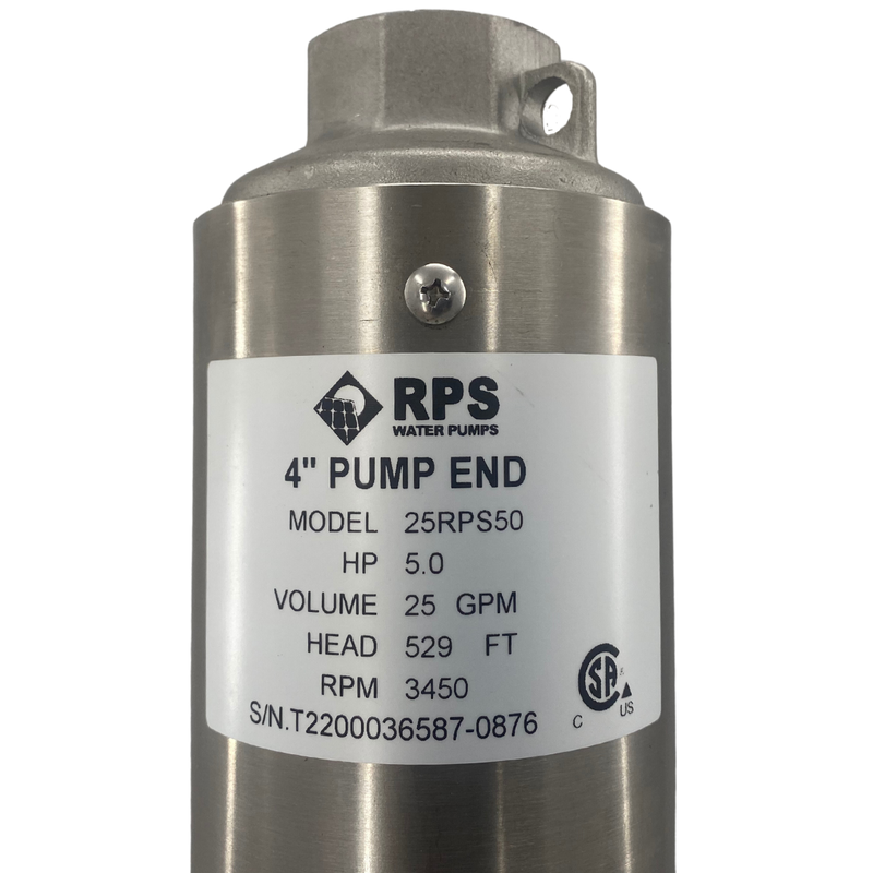 RPS Core Series 25RPS50 4" Submersible Well Pump End – Engineered Impeller, 13-31 GPM