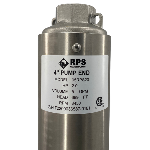 RPS Core Series 05RPS20 4" Submersible Well Pump End – Engineered Impeller, 2-8 GPM