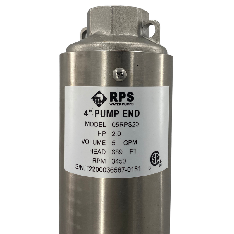 RPS Core Series 05RPS20 4" Submersible Well Pump End – Engineered Impeller, 2-8 GPM