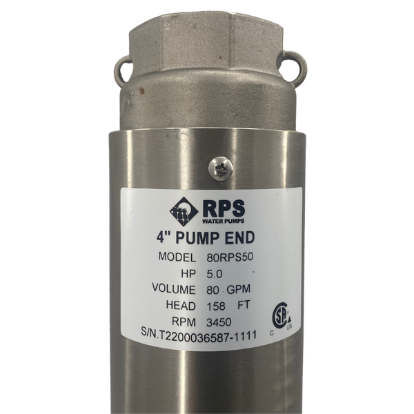 RPS Core Series 80RPS50 4" Submersible Well Pump End – Engineered Impeller, 35-120 GPM