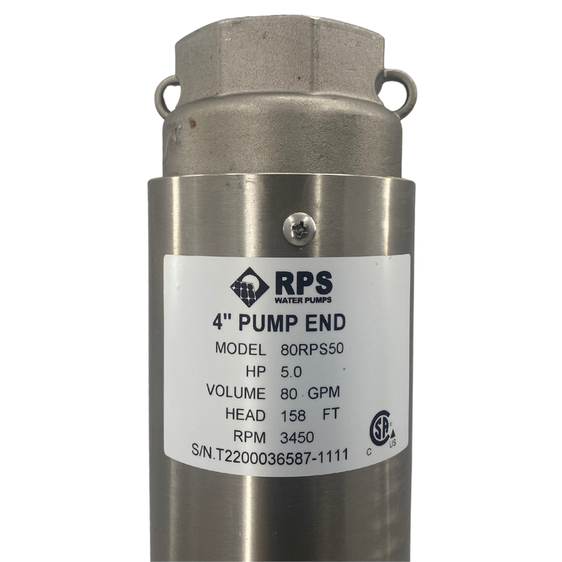 RPS Core Series 80RPS50 4" Submersible Well Pump End – Engineered Impeller, 35-120 GPM