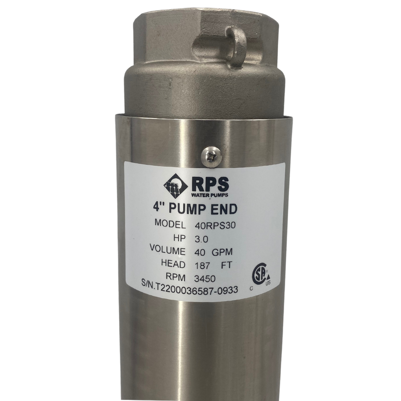 RPS Core Series 40RPS30 4" Submersible Well Pump End – Engineered Impeller, 36-66 GPM