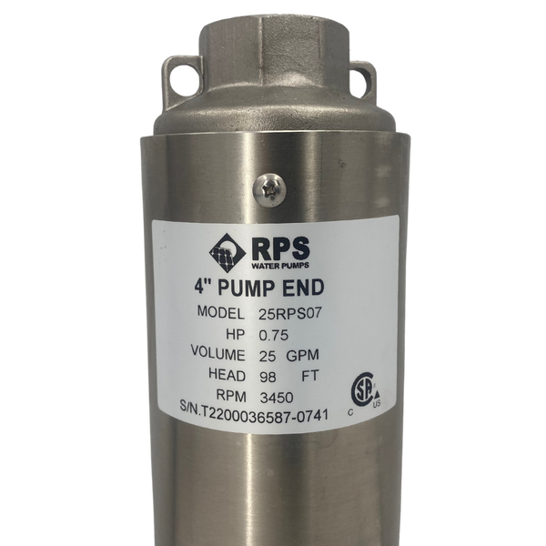 RPS Core Series 25RPS07 4" Submersible Well Pump End – Engineered Impeller, 20-31 GPM