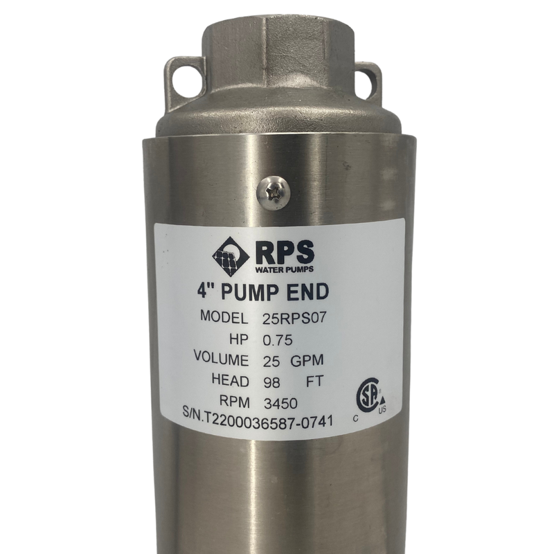 RPS Core Series 25RPS07 4" Submersible Well Pump End – Engineered Impeller, 20-31 GPM