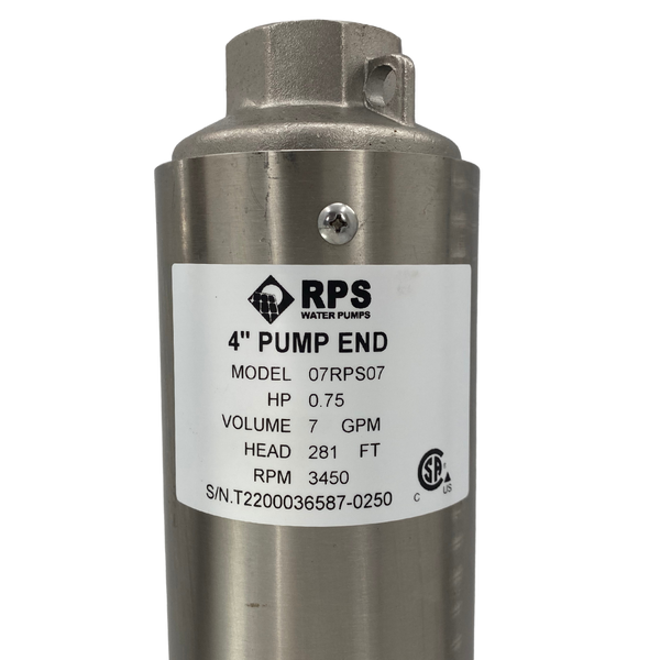 RPS Core Series 07RPS07 4" Submersible Well Pump End – Engineered Impeller, 6-13 GPM