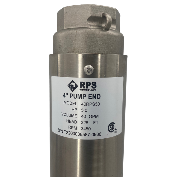 RPS Core Series 40RPS50 4" Submersible Well Pump End – Engineered Impeller, 24-66 GPM