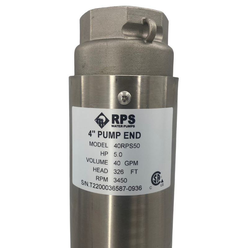 RPS Core Series 40RPS50 4" Submersible Well Pump End – Engineered Impeller, 24-66 GPM