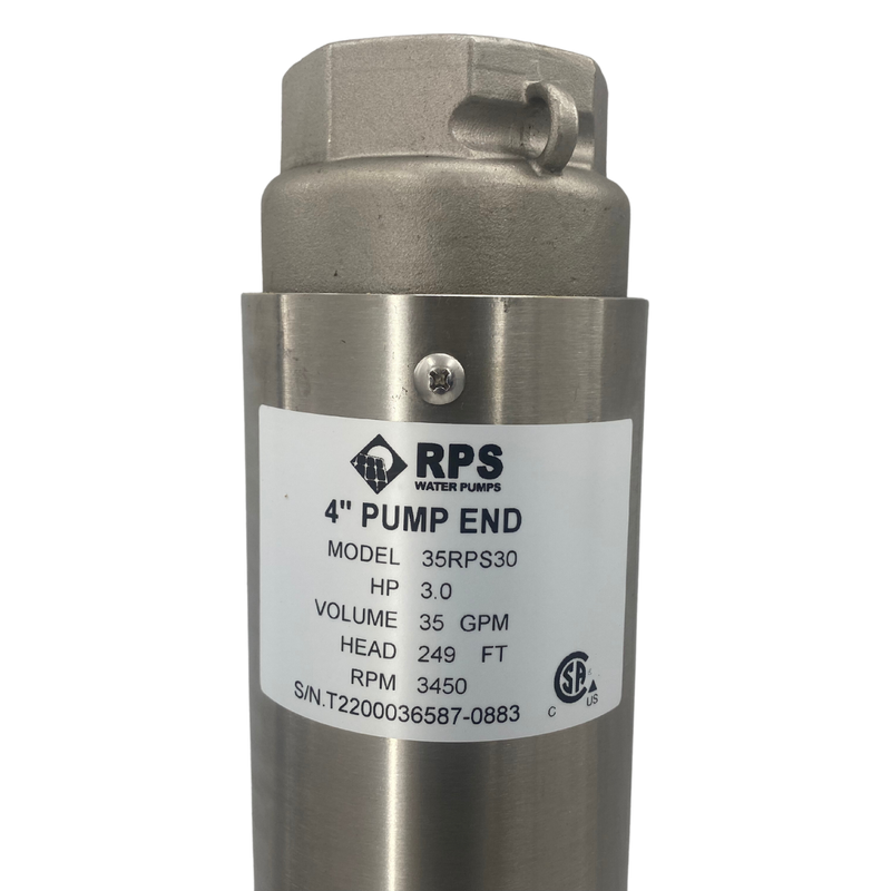 RPS Core Series 35RPS30 4" Submersible Well Pump End – Engineered Impeller, 12-46 GPM