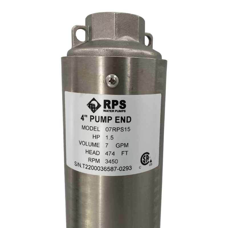 RPS Core Series 07RPS15 4" Submersible Well Pump End – Engineered Impeller, 5-13 GPM