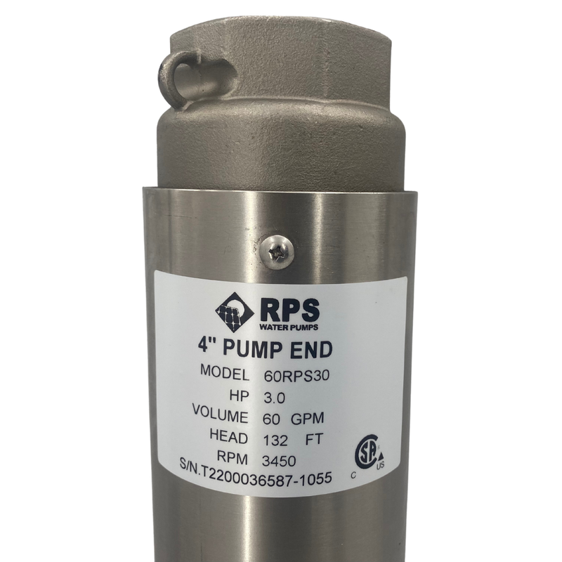 RPS Core Series 60RPS30 4" Submersible Well Pump End – Engineered Impeller, 35-80 GPM