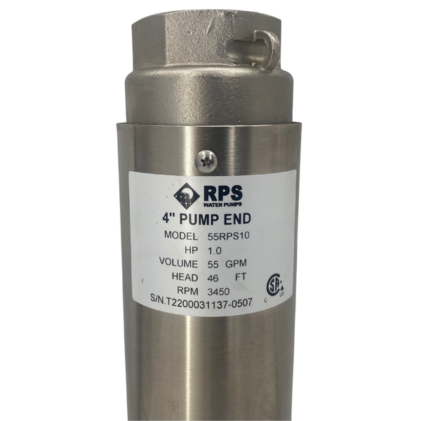RPS Core Series 55RPS10 4" Submersible Well Pump End – Engineered Impeller, 38-62 GPM