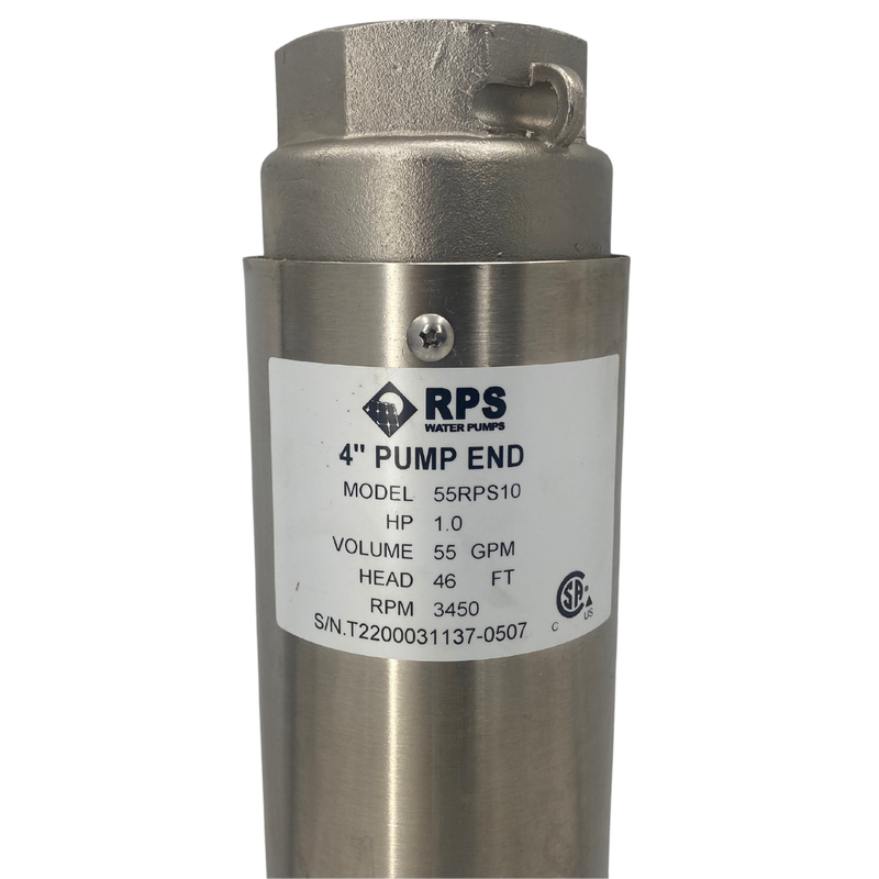 RPS Core Series 55RPS10 4" Submersible Well Pump End – Engineered Impeller, 38-62 GPM