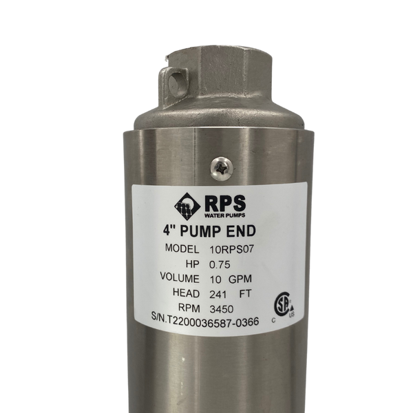 RPS Core Series 10RPS07 4" Submersible Well Pump End – Engineered Impeller, 10-18 GPM