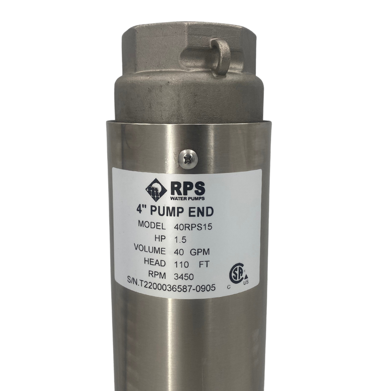 RPS Core Series 40RPS15 4" Submersible Well Pump End – Engineered Impeller, 44-66 GPM