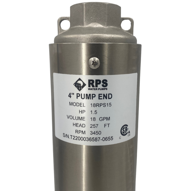 RPS Core Series 18RPS15 4" Submersible Well Pump End – Engineered Impeller, 18-29 GPM